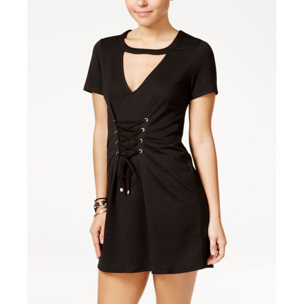 Material Girl Juniors Lace Up Cutout Dress